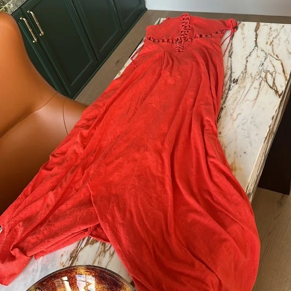 FREE PEOPLE ORANGE MAXI DRESS - Picture 4 of 5